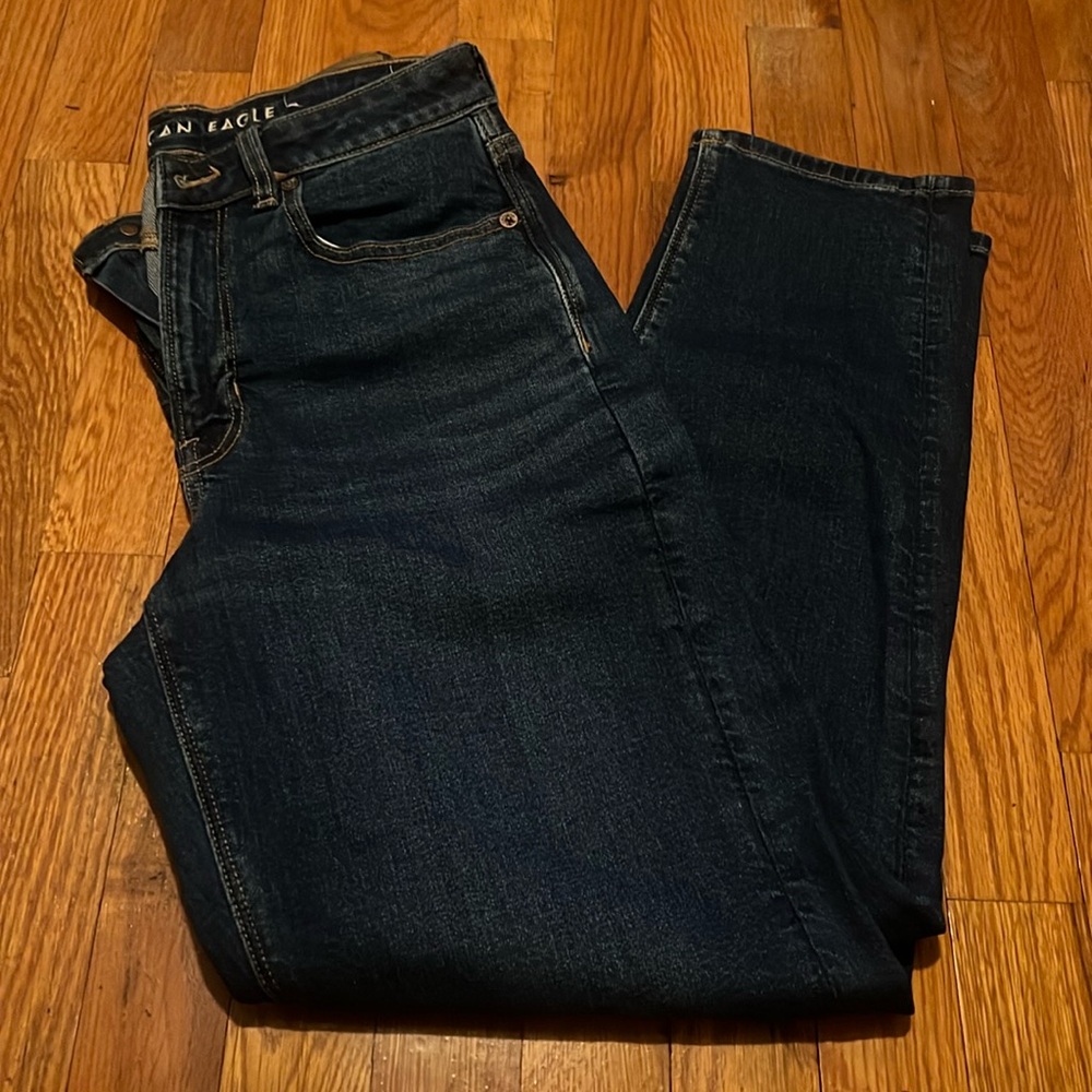 american eagle dark wash mom jeans